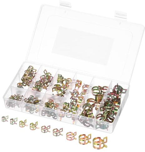 QUARKZMAN 90 Pcs Fascette Per Tubi 9 Dimensioni 6-16mm Colore Zincatura | Carburante, Fascette A Molla Tubi, Fascette Tubi Silicone A Vuoto Dell'acqua, Fascette Pressione Kit Assortimento