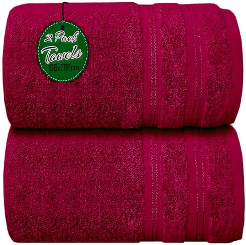 Wholesale Trade Dealz Pack of 1 & 2 Extra Large Jumbo Bath Sheet 100 X 200cm 100% Egyptian Cotton Super Soft Quick Dry Body Wrap Beach Towels XL Bath Towels 600-GSM (2, Hot Pink)
