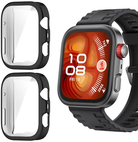 SEIAIYG Custodia Compatibile con Huawei Watch Fit 4 Pro, [2 Pezzi] Cover Protettiva in Morbido TPU, Protezione Completa - Nero+Nero