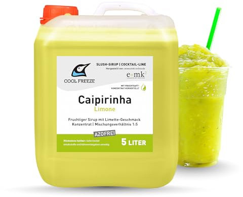 Sirop glacé Slush I Caipirinha Limone I Cocktailline I 5 l I Sans alcool I Sans azo-glycérine | Pour machine à granité Ninja | Qualité supérieure directement du fabricant
