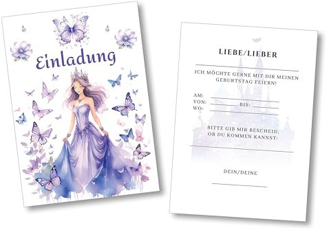 Einladungen zum Kindergeburtstag – 12 Stück, DIN A6 – Einladungskarten zum Geburtstag für Mädchen und Jungen – Party Karten für Kids und Teens – Kinder Einladungen zum Beschriften – (MÄRCHEN)