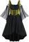 Rosegal Women Plus Size Punk Cold Shoulder Flare Sleeves Lace Up High Low A Line Midi Gothic Dress Renaissance Corset Dress(Yellow_1/L)