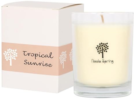 Nicola Spring Soy Wax Scented Candle 160g – Tropical Sunrise Fragrance - 28 Hour Burn Time Eco-Friendly Jar Candle for Relaxation, Aromatherapy, Luxury Gifting & Home Décor