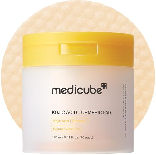 medicube Kojisäure Kurkuma Klärende Tonerpads | Beruhigende Tonerpads mit Kojisäure, Kurkuma, Niacinamid & Glykolsäure, Nach Spot Care, Koreanische Hautpflege, 70 Stück