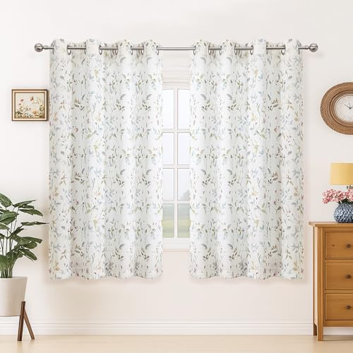 Simplebrand Landhausstil Gardinen Blickdicht Leinenfarbe Vintage Vorhänge Leinenoptik Jacquard Boho Vorhang mit Ösen für Lichtdurchlässig, Privatsphäre-Schutz Verbessert, 2er Set B140×H137cm