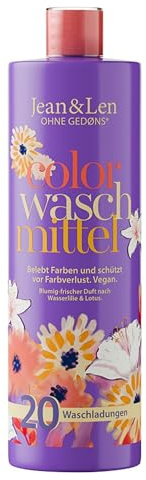Jean & Len Colorwaschmittel Wasserlilie & Lotus, vegan, 1 L | Farb- und faserschonend, frischer Duft, mit pflanzenbasierten Tensiden, mit Dosierkappe, ohne Farbstoffe