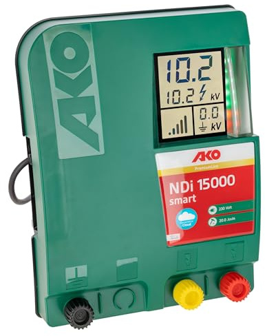 AKO NDi 15000 smart, Weidezaungerät PremiumLine, 230 V Netzgerät, Input Joule: 20.00 J, max. Spannung: 11.200 V, für Zäune bis max. 80 km, 5 Jahre Garantie, Made in Germany