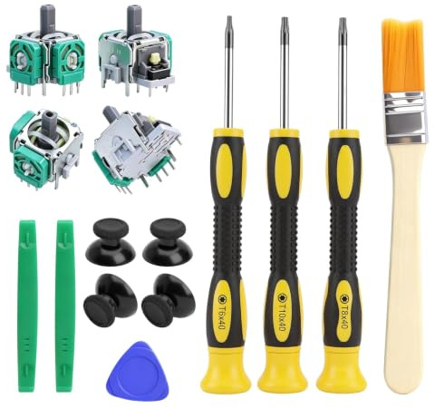 Kit Reemplazo Analógico para Xbox One/S/X, Repuesto de Joystick Analógico | Recambios de Palanca 3D para Xbox, con Capuchones + Herramientas + Cepillo, Anti Drift, Fácil de Instalar