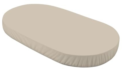 Waldin Spannbettlaken, Babybett Oval 7in1, Jersey Baumwolle | Groß 124 x 73 cm, Farbe Dunkelbeige, Oeko Tex zertifiziert, Rutschfest, Waschbar bei 40 °C