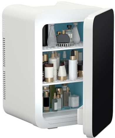 eklipt Mini Fridge for Bedrooms, 20L Portable Beauty Refrigerator | 26 Cans Capacity, AC/DC Powered, Quiet Mode, Skincare Cosmetic Cooler, Small Desk Fridge for Office, Car & Bedroom, White