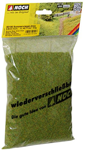 NOCH® Streugras „Sommerwiese“, statisches Streu Gras für Modellbau, 100 g Beutel ideale Länge von 2,5 mm für H0, TT und andere Spurweiten
