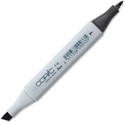 Copic Classic Coloured Marker Pen - (T-10) Toner Gray No.10, For Art & Crafts, Colouring, Graphics, Highlighter, Design, Anime, Professional & Beginners, Art Supplies & Colouring Books