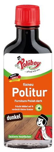 POLIBOY fixneu Politur dunkel - Möbelpolitur für dunkle lackierte Hölzer - farbauffrischende Holzpolitur - 1x 100 ml - Made in Germany