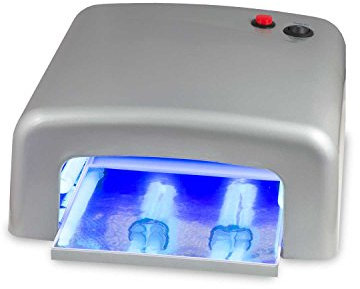 N&BF UV Lampe 36 Watt | Lichthärtungsgerät für UV Gel Nägel (Silber) |Nageltrockner mit Timer-Funktion & Dauerbetrieb | Profi Nagelstudio Lichthärtegerät | Nail Dryer eckig