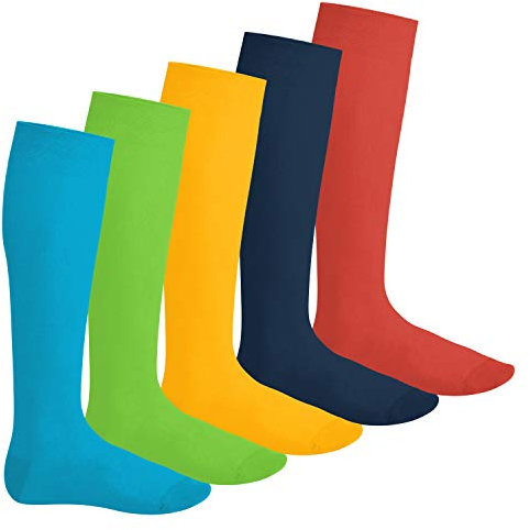Footstar Herren & Damen Kniestrümpfe (5 Paar), Klassische Strümpfe aus Baumwolle - Everyday! - Trendfarben 43-46