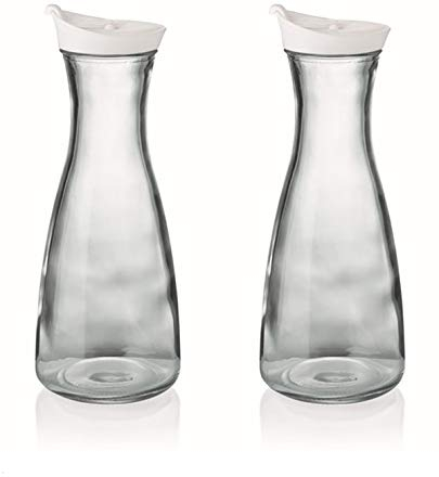 Karaffe mit Deckel 2er Set weiß 1 Liter