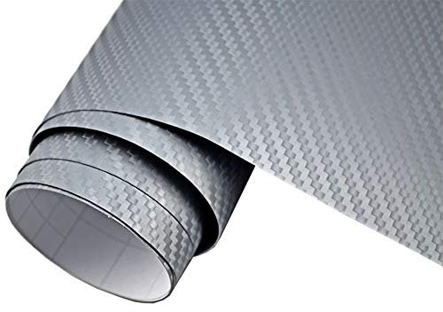 Neoxxim 5,9€/m² Auto Folie Carbon Folie 3D Carbonfolie Silber - 30 x 150 cm blasenfrei Klebefolie Dekor