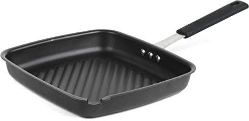 Salter BW05459BS Pre-Seasoned Griddle Pan - Non-Stick Carbon Steel Pan for Life, Oven Safe up to 200 °C, Induction Hob Suitable, Easy Grip Handles, PTFE-free Wax Layer, Griddle Plate, 26 cm, Black