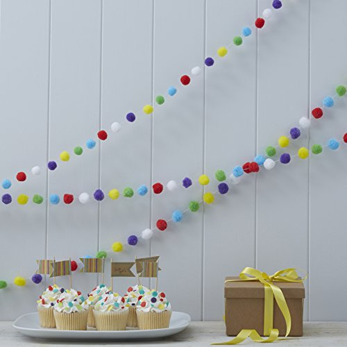 Ginger Ray Pom Garland Hanging 3 m, Kraft
