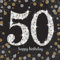 Gold Sparking Celebration 50th Birthday Napkins Black & Gold