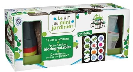 MGM Kit De Jardinage - 12 Pots en Bamboo avec Graines et Substrats