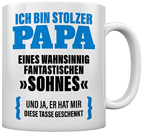 Tasse mit Spruch Papa Geschenk Vater von Sohn - Ich Bin Stolzer Papa Tassen 11 Oz. Weiß
