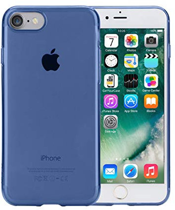 wortek Hülle, kompatibel mit iPhone 8 / iPhone 7, Silikon Premium Schutzhülle Liquid Crystal Ultra Dünn mit Kamera-Schutz TPU Case stoßfester Bumper Halb-Transparente Handyhülle in Blau
