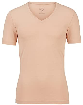 OLYMP Herren T-Shirt Langarm Level.Five,Einfarbig,Body fit,Caramel 24,S