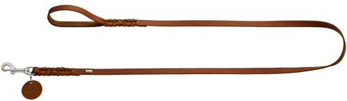 HUNTER Hundeführleine SOLID EDUCATION, Farbe: cognac, Leder, geflochten, robust, weich, Handschlaufe, Größe: 16/200