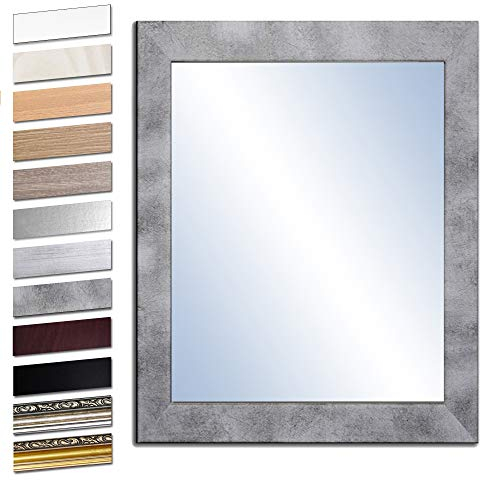 Bilderdepot24 Wandspiegel Spiegel Badspiegel Holzrahmen komplett mit Echtglas - Beton - ca. 60x50 cm