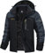 GEMYSE Herren Wasserdichte Berg-Skijacke Winddichte Fleece Outdoor-Winterjacke mit Kapuze (Schwarzgrau,XL)