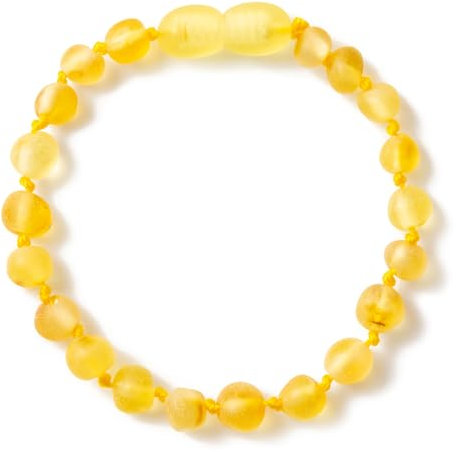 ZHAOXIA Bernstein Armband/Fußkettchen (Butterscotch Raw) - Länge 14 cm Baltischer Bernstein - 100% Handarbeit - Zwischen Perlen geknotet