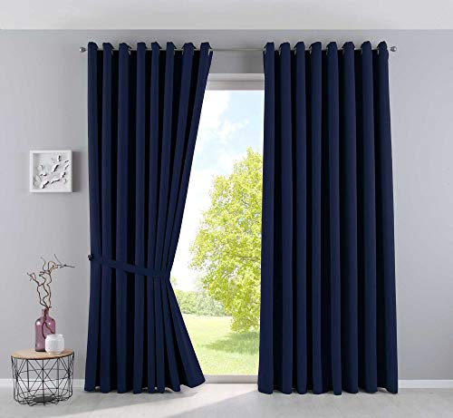 Gardinenbox Vorhänge Blickdicht »Newyork« Blau HxB 245x295 cm 2er-Pack Thermo-Gardinen Verdunkelungsvorhang Blackout Ösen schalldämmend ÖKOTEX UV-Schutz Raffhalter, 201920600-2