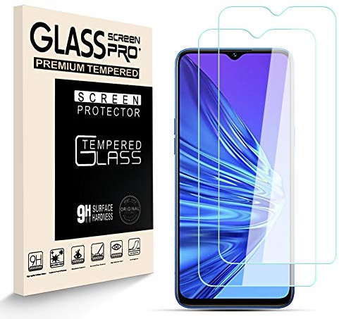 HJX Protector de Pantalla para OPPO Realme 5 [2-Pack], Vidrio Templado de 9H Dureza, 2.5D Alta Definicion Sin Burbujas, Alta Sensibilidad, OPPO Realme 5 Protector de Pantalla