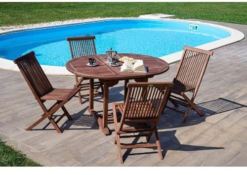 Ovales Esstisch-Set mit 4 Klappstühlen, Möbel