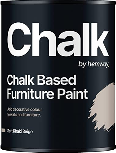 Hemway - Chalk Based Furniture Paint - Soft Khaki Beige 1 L | Chalky Matt Shabby Chic Finish for Interior & Exterior Home Decor | Quick Dry & All-in-one