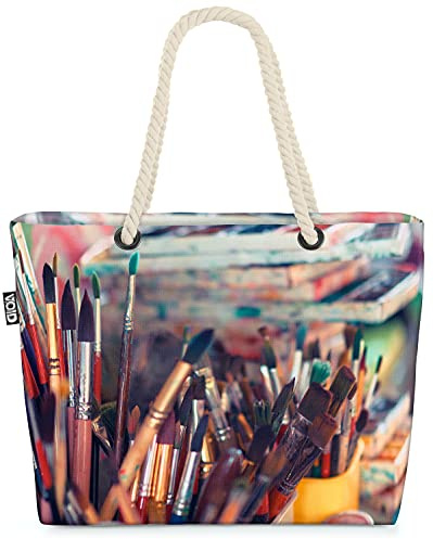 VOID Malen Pinsel Malerei Hobby Strandtasche Shopper 58x38x16cm 23L XXL Einkaufstasche Tasche Reisetasche Beach Bag