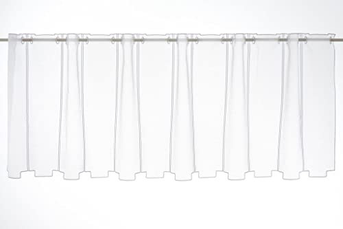 Gardinen Kranzusch Scheibengardine Schlichte Stufen 50 cm hoch weiß - Wunschbreite frei wählbar durch gekaufte Menge in 13 cm Schritten - Meterware