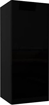 Furnitech Wohnwand Wohnzimmer | Hängend Wohnwand Modern | Wohnzimmer Schrankwand mit Regale und TV Schrank | Wohnzimmer Möbel (GS4, Schwarz)