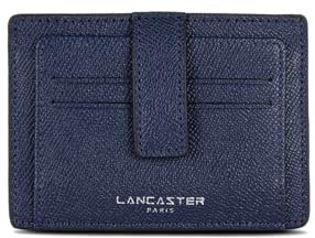 Lancaster | Delphino Lucas - Porte-Cartes Refente de Cuir de Vachette Grainé Bleu foncé