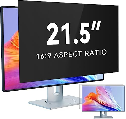 IPROKKO 21.5 Zoll Computer Sichtschutzfolie for 16:9 Monitor, Abnehmbarer Sichtschutz Anti Blaulicht Blendschutz Blickschutzfolie Displayschutz Blickschutzfilter für Hp Dell Acer Lenovo Asus