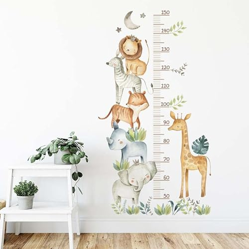 Hava Kolari Wandsticker Kind Wandtattoo Wandbilder Wachstum Messleiste Wald-Tiere Giraffe Zebra Fuchs Wand Aufkleber Deko Baby-Zimmer Mädchen Junge Kinder