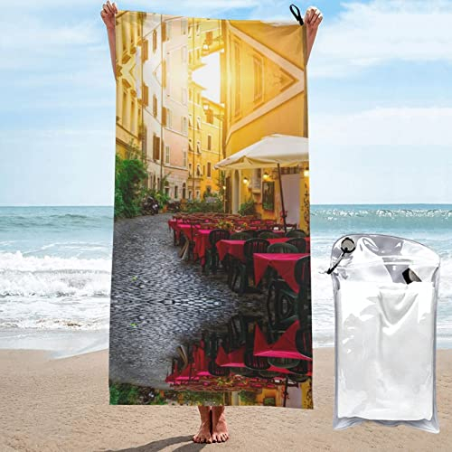 Italian Old Street Print Strandtuch, Mikrofaser Saunatuch, schnell trocknendes Fitness Handtuch, leichtes und dünnes tragbares Saunatuch