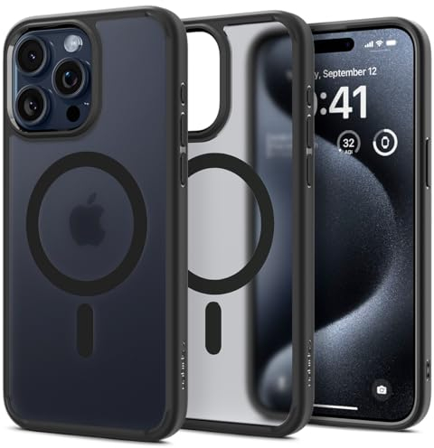 Spigen Ultra Hybrid MagFit Case for iPhone 15 Pro Max, Compatible with MagSafe Accessories - Frost Black