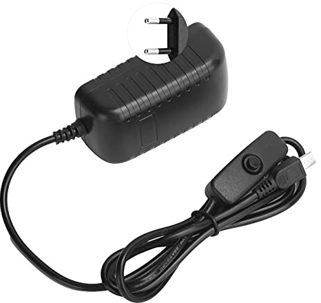 Sxhlseller Alimentation 5V 3A avec Bouton Interrupteur, Adaptateur Micro USB intégré pour 3B+/3B/2B (Prise UE)