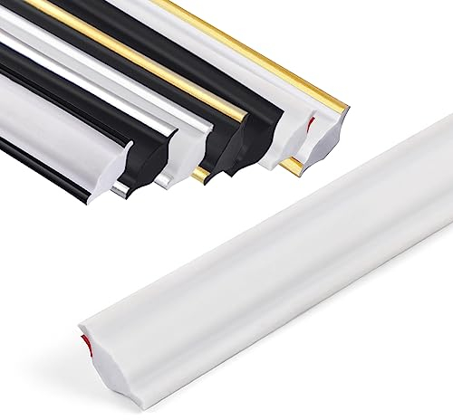 GHIBFBT Moulure de plafond autocollante - 5 m - En PVC - Flexible et légère - Pour bords muraux, bords de carrelage (blanc - petit format)