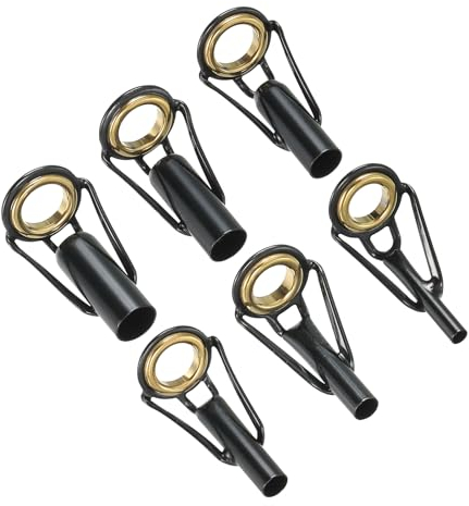 PATIKIL 2-6mm Angelrute Spitze Reparatur Kit 6Stk Edelstahl Pfahl Ring Leitfaden Ersatz für Salzwasser Süßwasser Fischen Golden