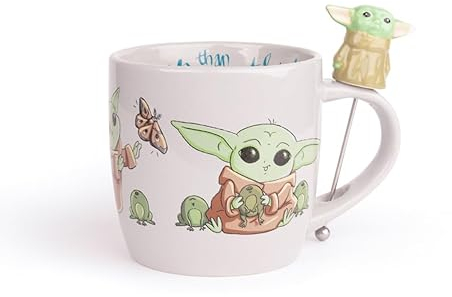 Disney Star Wars The Child Classic Poses Stirrer Mug Kitchen Accessories | Cute Ceramic Housewarming Gifts For Men And Women And Kids | Official Licensee | 1 Set