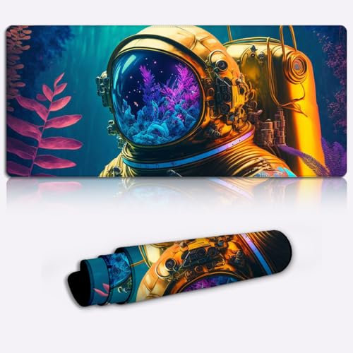 SIBREA Eine Wasserwelt im Weltraum Erweitertes Gaming-Mauspad Extra große Wasserabweisende Mäusematte mit Rutschfester Unterseite für PC Computer Laptop 40 x 90 cm