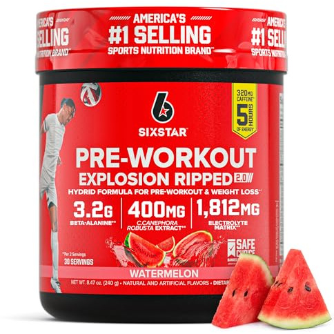 Six Star Pre-Workout Explosion, Watermelon (30 Servings) - Preworkout Energy Powder Supplement for Men & Women - Pre Workout Drink Mix with Creatine & Beta Alanine - Sports Nutrition Products